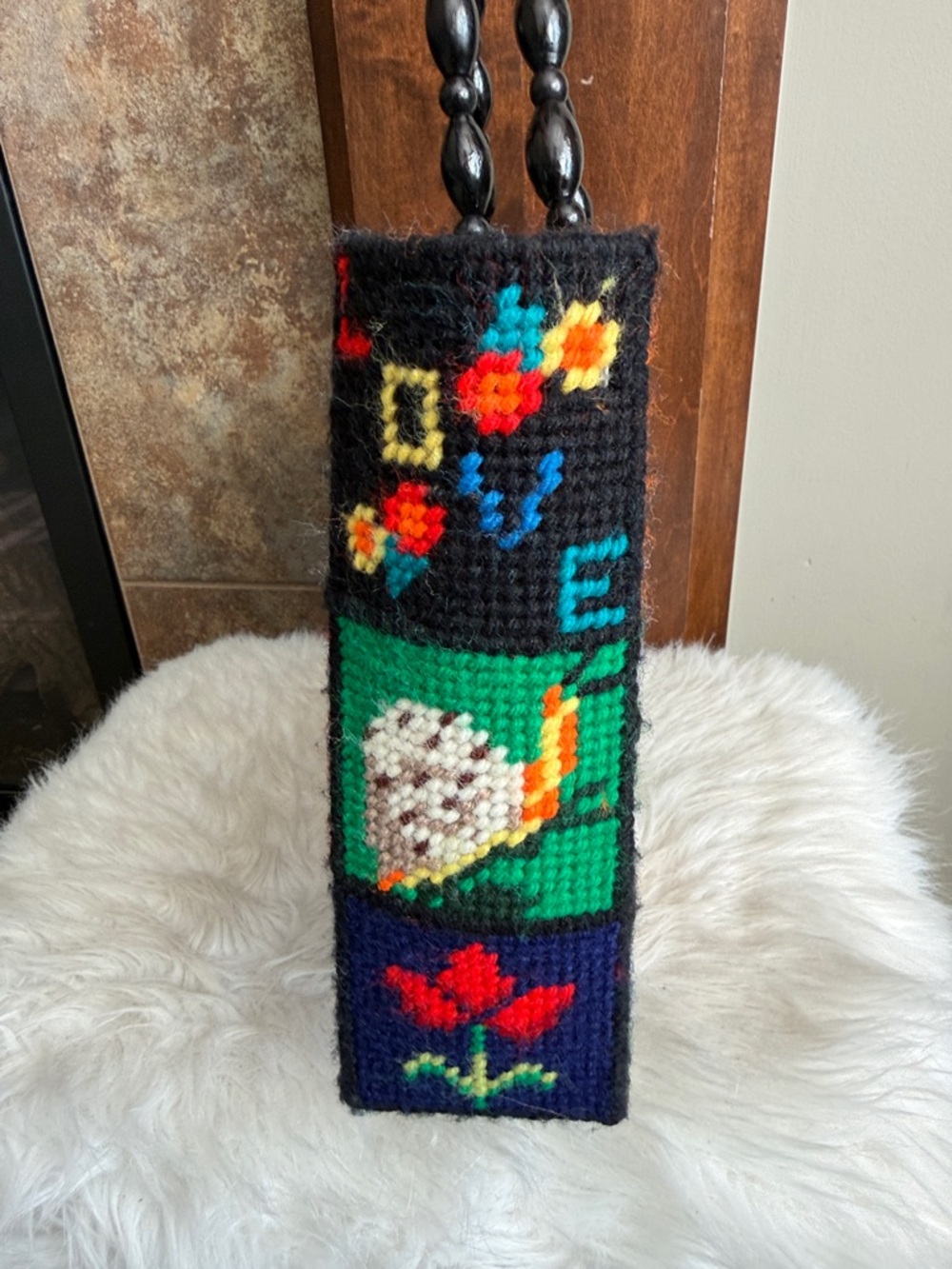 Vintage nature colorful needlepoint 60s 70s bag purse hippie boho folk art - Picture 4 of 7